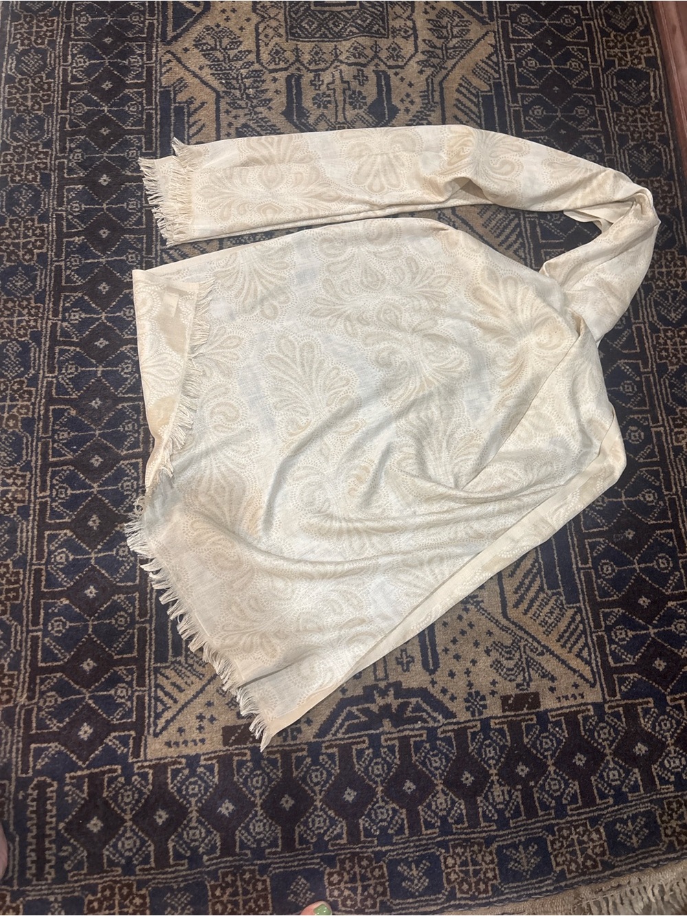J. Jill Cream Paisley Fringe Throw